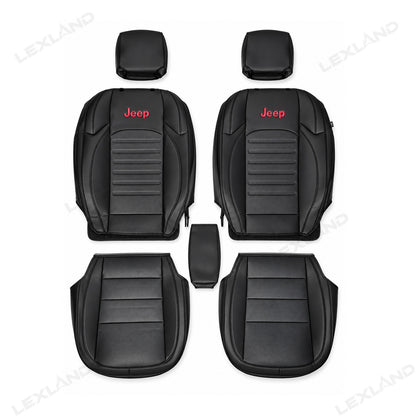 Wrangler Seat Covers 4-Door Embossed Leather Seat Protector Without Rear Armrest