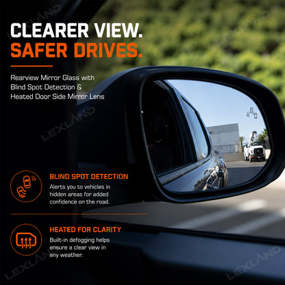 Tacoma Rearview Mirror Glass with Blind Spot Detection Heated Door Side Mirror Lens for Toyota