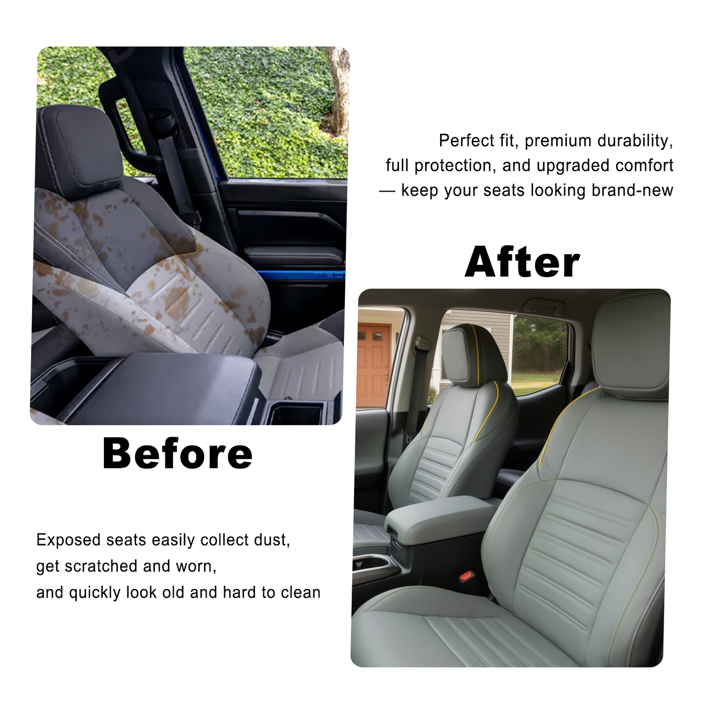 4Runner Seat Covers Embossed Nappa Leather Seat Protector Set with TRD Pro Style for Toyota