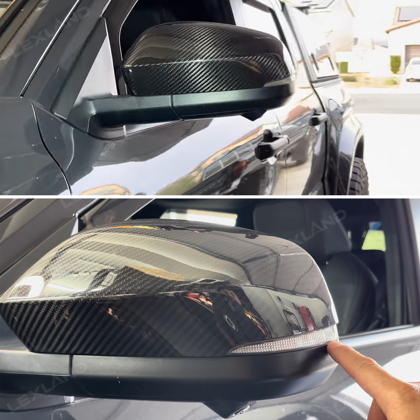 Tacoma Real Carbon Fiber Side Mirror Rearview Covers Mirror Caps Protection Cover for Toyota