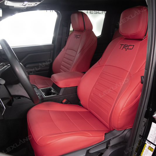 Tacoma Front Row Seat Covers Full Coverage Embossed Seat Protectors with TRD Letter Style for Toyota