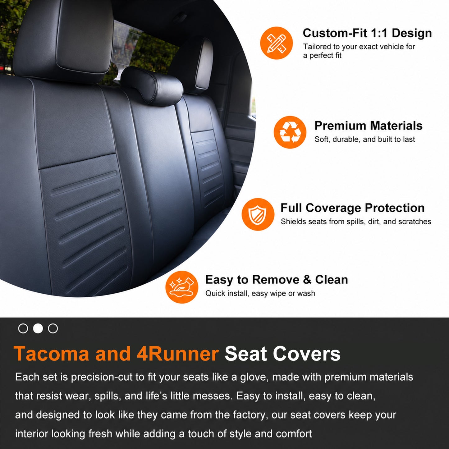 Tacoma /4Runner Seat Covers Embossed Seat Protector with TRD Style for Toyota