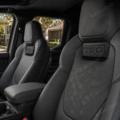Tacoma/4Runner Seat Covers with Carbon Fiber-Style TRD Badge Embossed Nappa Camo Seat Protector for Toyota