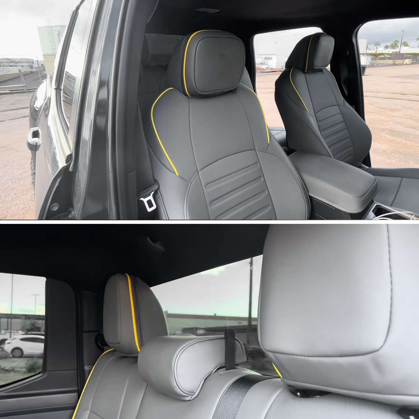 Tacoma/4Runner Seat Covers Embossed Nappa Leather Seat Protector Set with TRD Pro Style for Toyota