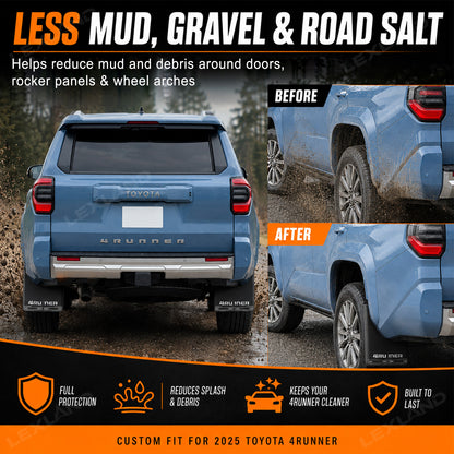 4Runner Mud Flaps No-Drill Splash Guards Front & Rear Fender Mudguards for Toyota