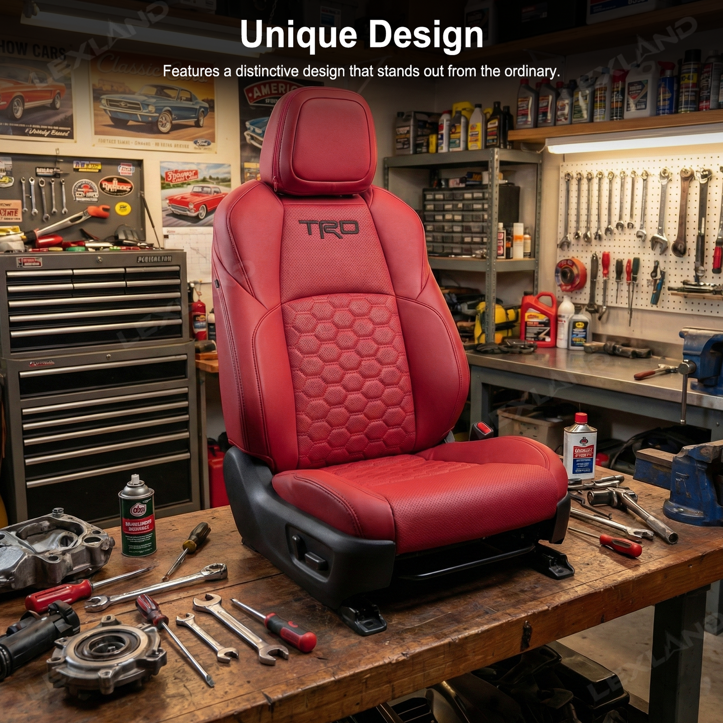 Tacoma Seat Covers Honeycomb-Pattern Seat Protectors with TRD Letter Style for Toyota