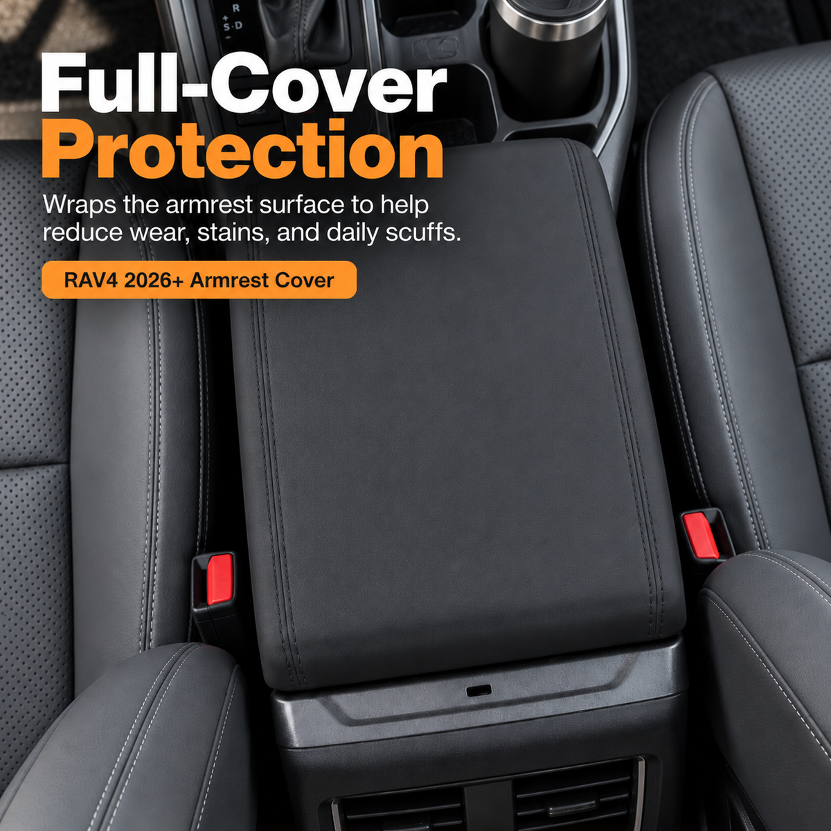 RAV4 Center Console Cover Reversible Silicone Armrest Box Cover Trim Interior Protection for Toyota