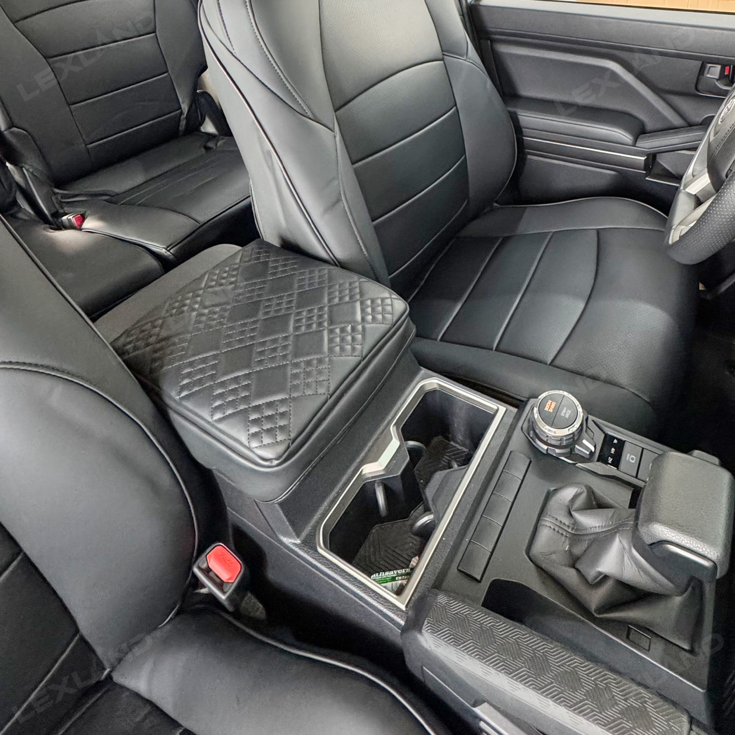 4Runner Center Console Cover Diamond-Quilted Leather Armrest Cover Interior Trim Protector