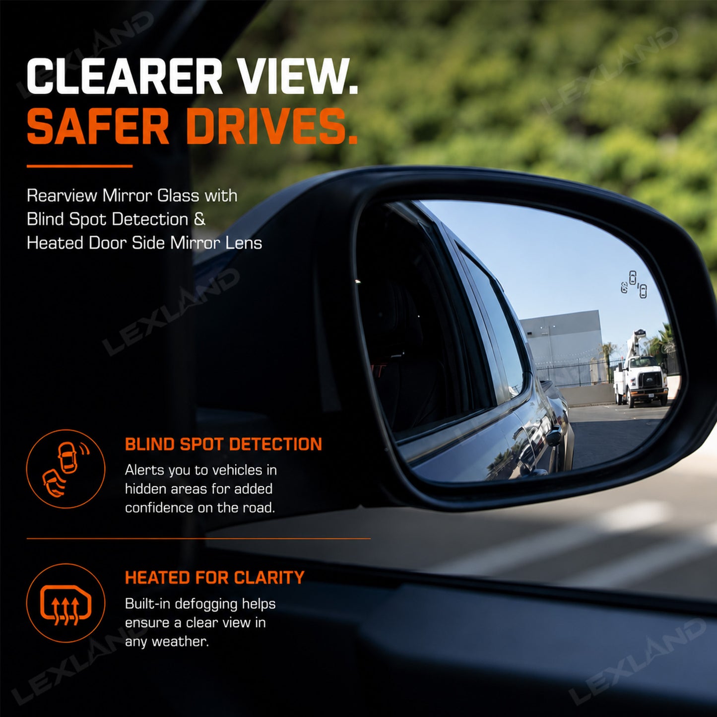 Tacoma/4Runner Wide View Side Mirrors with Blind Spot Detection Heated Rearview Mirror Glass Replacement Kit