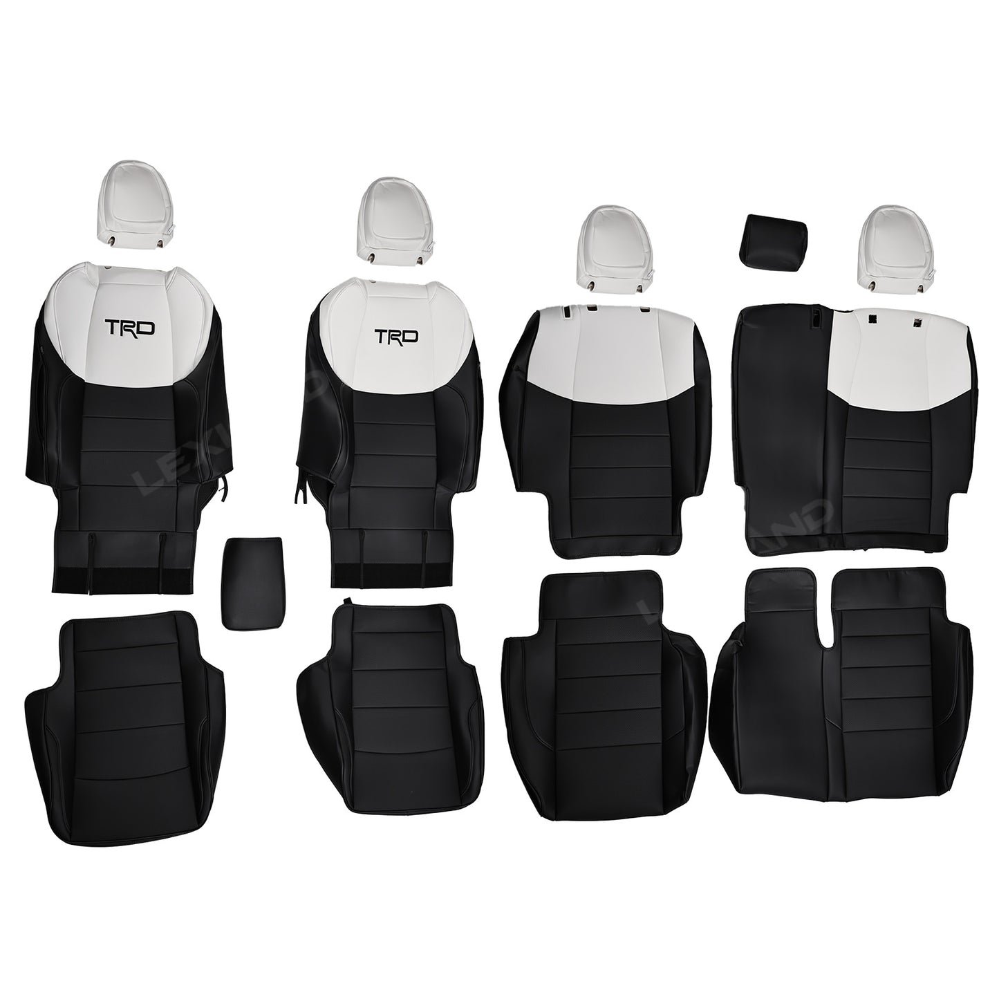 Tacoma /4Runner Seat Covers Black & White Two-tone Seat Protector with TRD Letter Style for Toyota