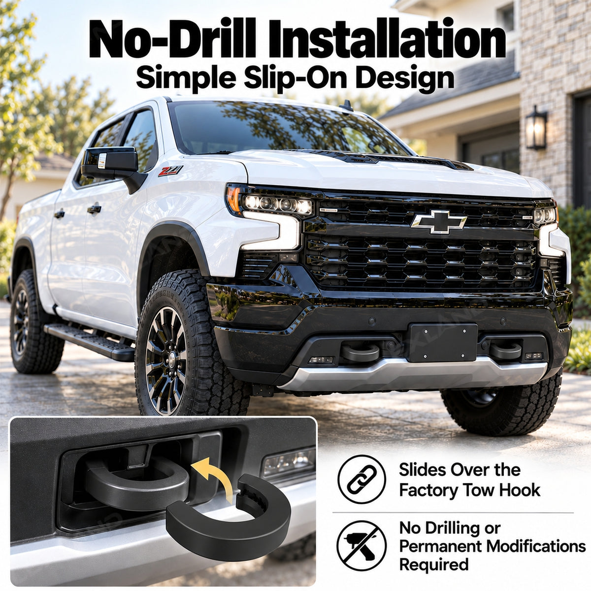 Silverado 1500 Front Tow Hook Covers Silicone Tow Hook Caps Protectors for Chevrolet