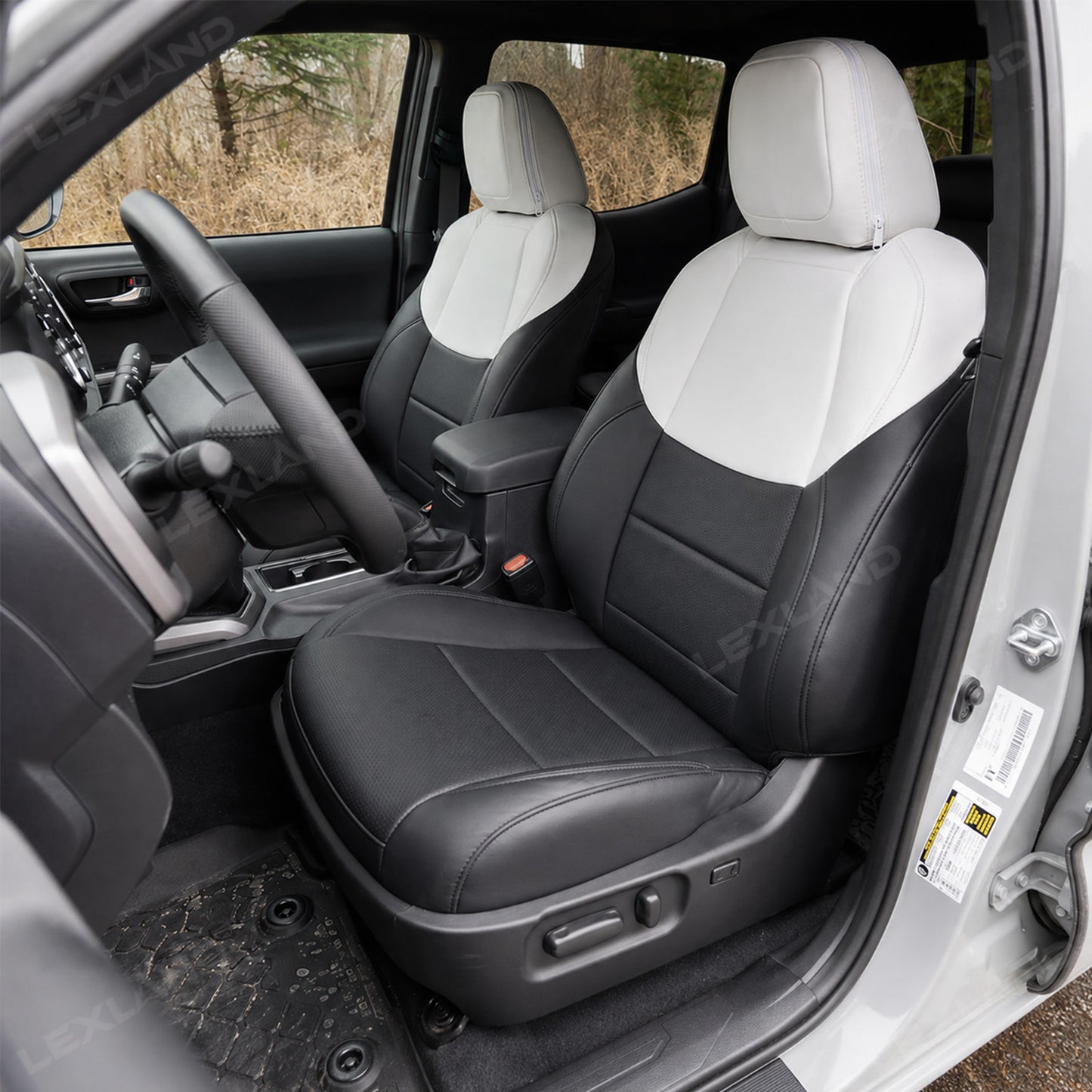 Tacoma /4Runner Seat Covers Black & White Two-tone Seat Protector with TRD Style for Toyota