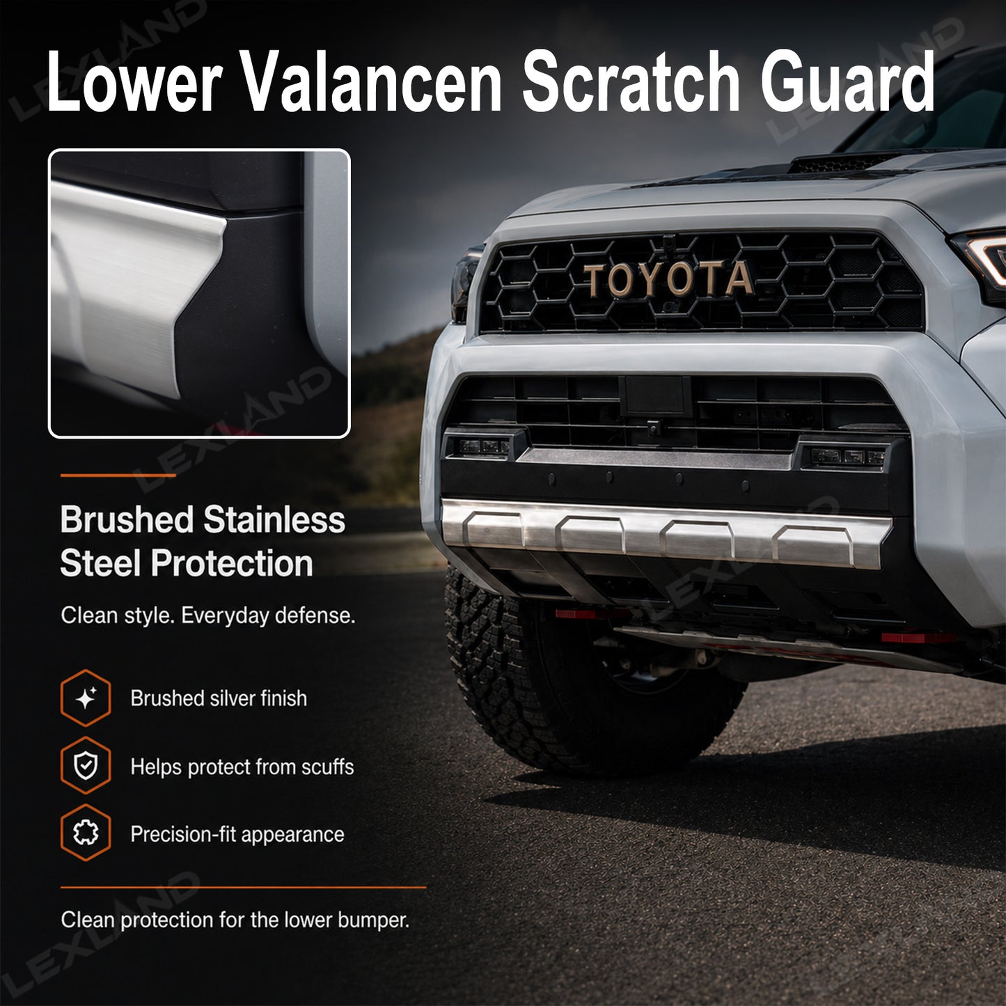 4runner Front Bumper Lower Valance Strip Stainless Steel Scratch Guard Protector - Silver Brushed Finish