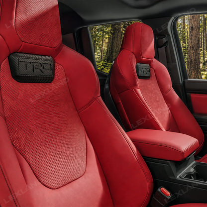 Tacoma/4Runner Seat Covers with Carbon Fiber-Style TRD Badge Embossed Nappa Camo Seat Protector for Toyota