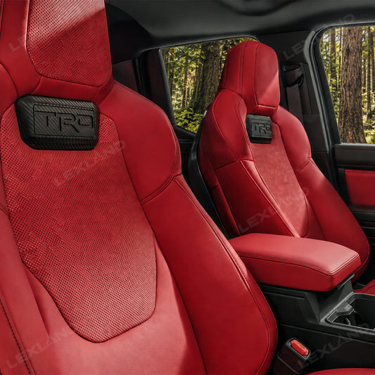 Tacoma Seat Covers with Carbon Fiber-Style TRD Badge Embossed Nappa Camo Seat Protector for Toyota