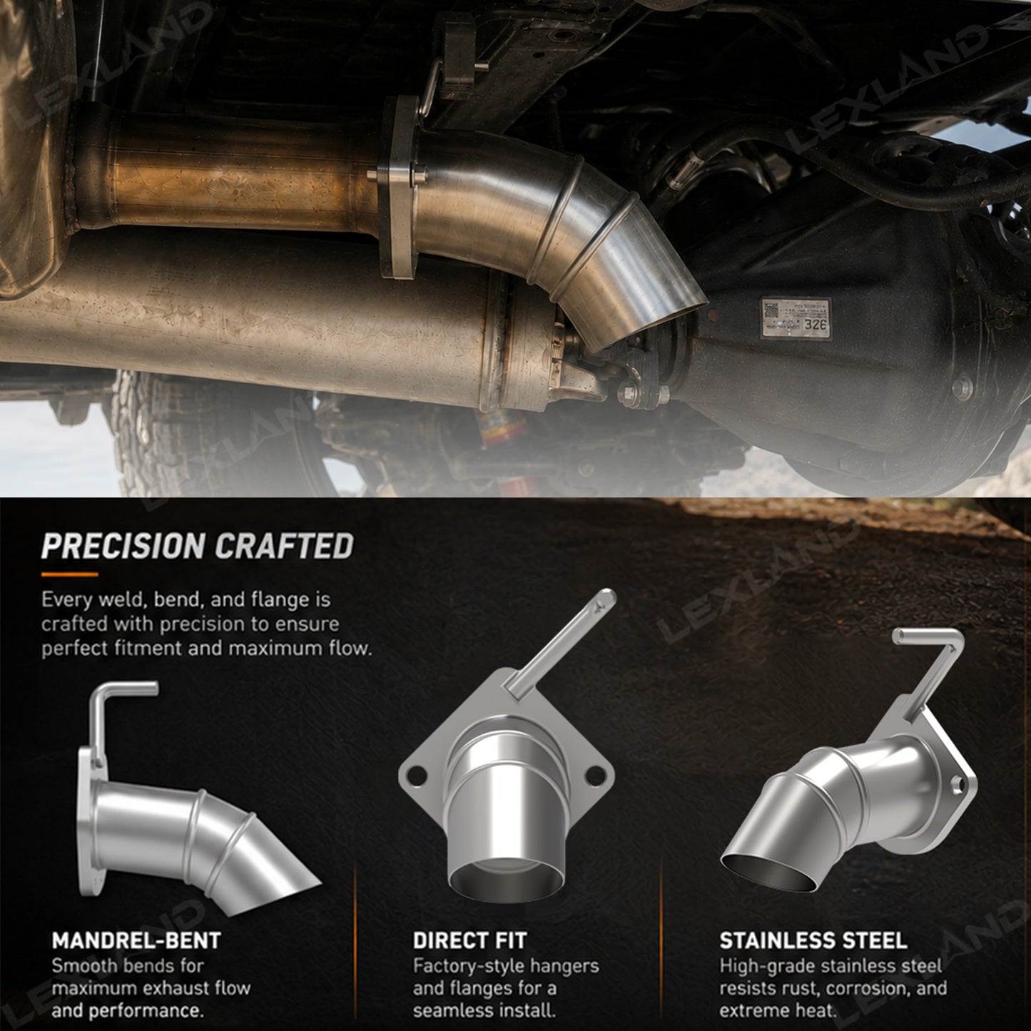 Tacoma Off-Road Trail Pipe Stainless Steel Exhaust for Toyota