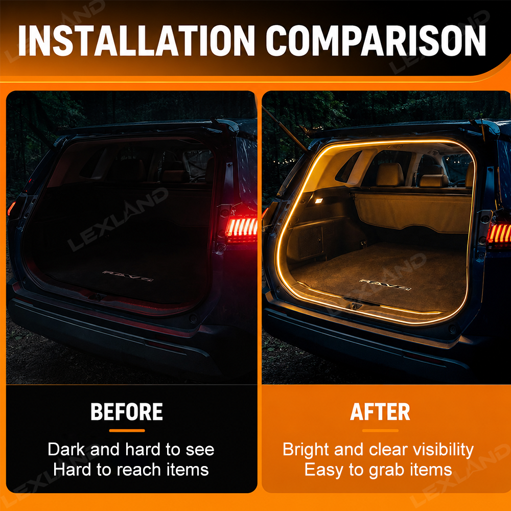 RAV4 Rear Trunk Ambient Lighting Kit LED Trunk Cargo Light Strip Interior Decoration Lights