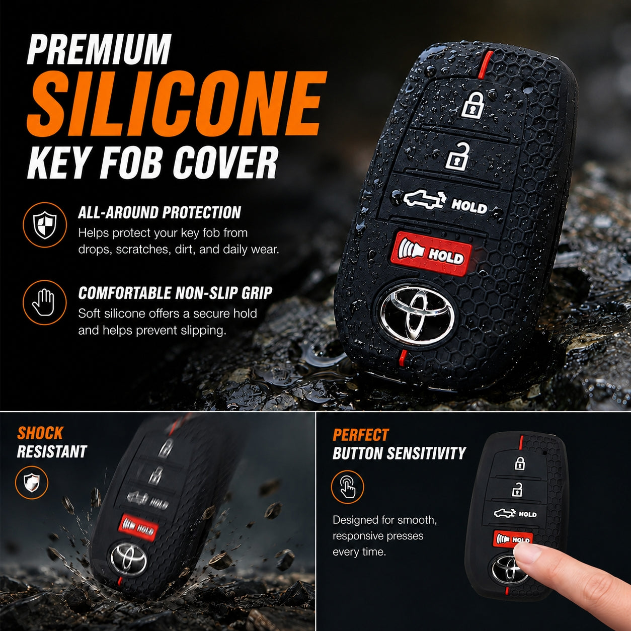Tacoma/4Runner/Tundra Key Fob Cover Silicone Keyless Entry Remote Case Protector for Toyota