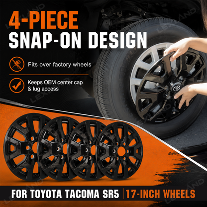 Tacoma SR5 17'' Wheel Covers OEM-Style Hubcaps 4PCS Snap-On Installation for Toyota