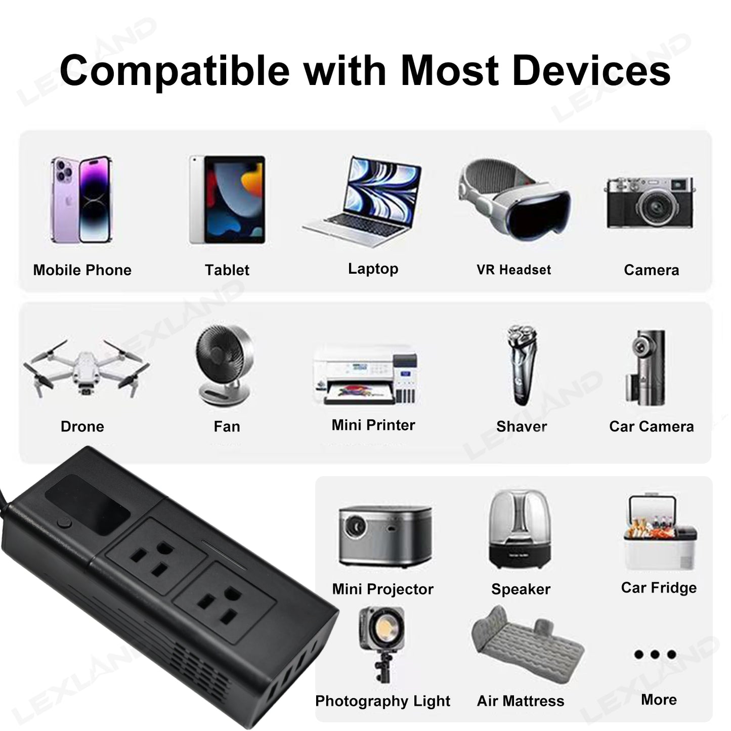 Tacoma/4Runner 200W Portable Power Inverter DC 12V to 110V AC Converter with LED Display & Cigarette Lighter Plug