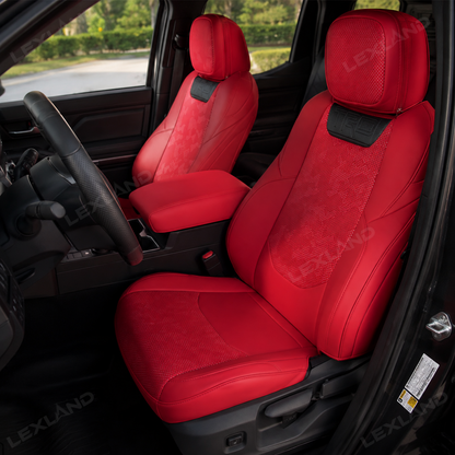 Tacoma Seat Covers with Carbon Fiber-Style Badge Embossed Nappa Camo Seat Protector for Toyota