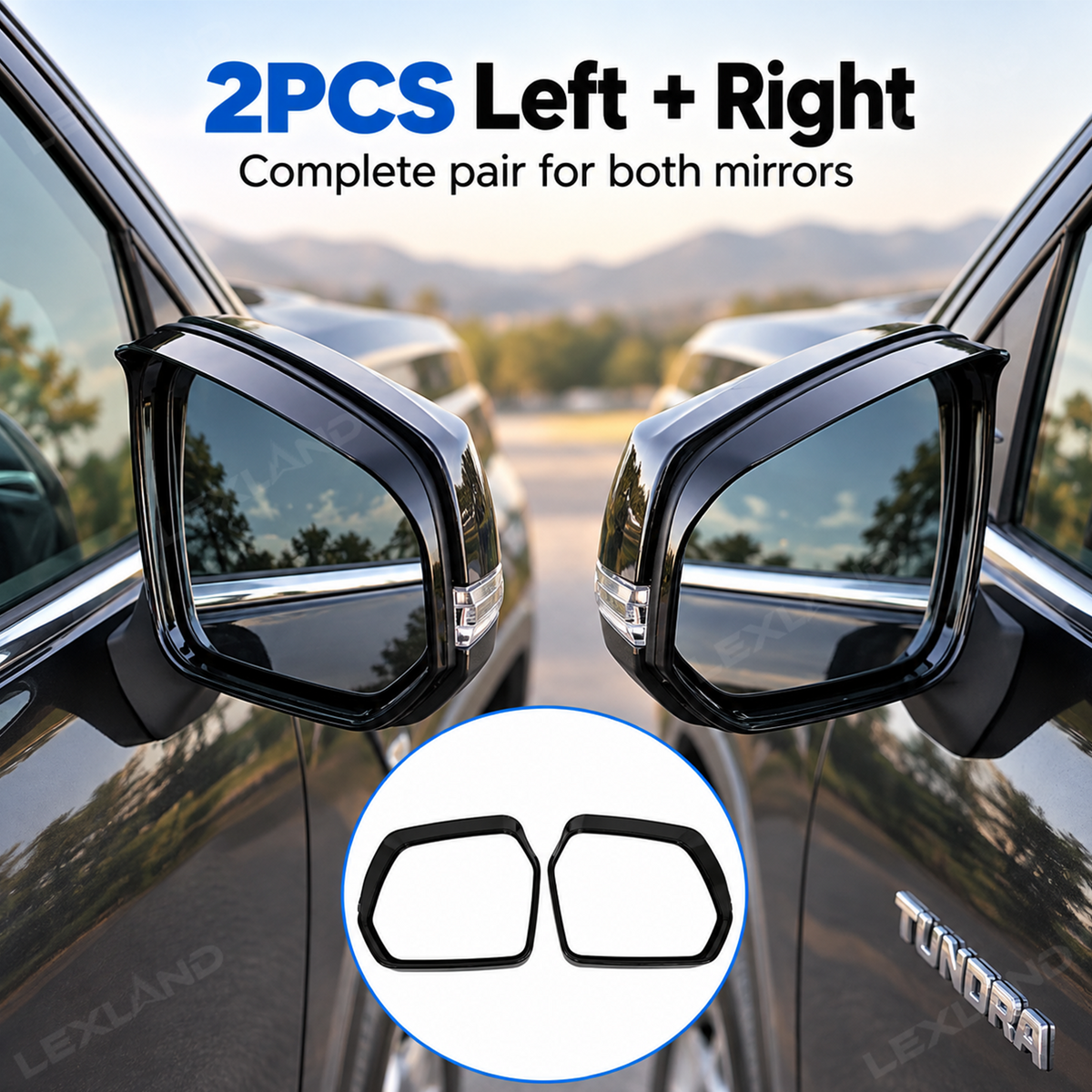 Tundra Rearview Mirror Rain Eyebrow Trim Side Mirror Rain Guard Eyebrow Cover Trim 2PCS for Toyota