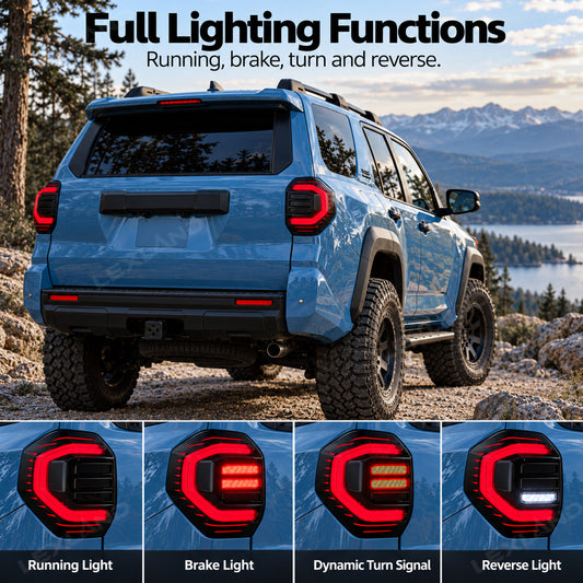 4Runner LED Tail Lights Smoked Dynamic Taillights Rear Lamps Assembly 2PCS for Toyota