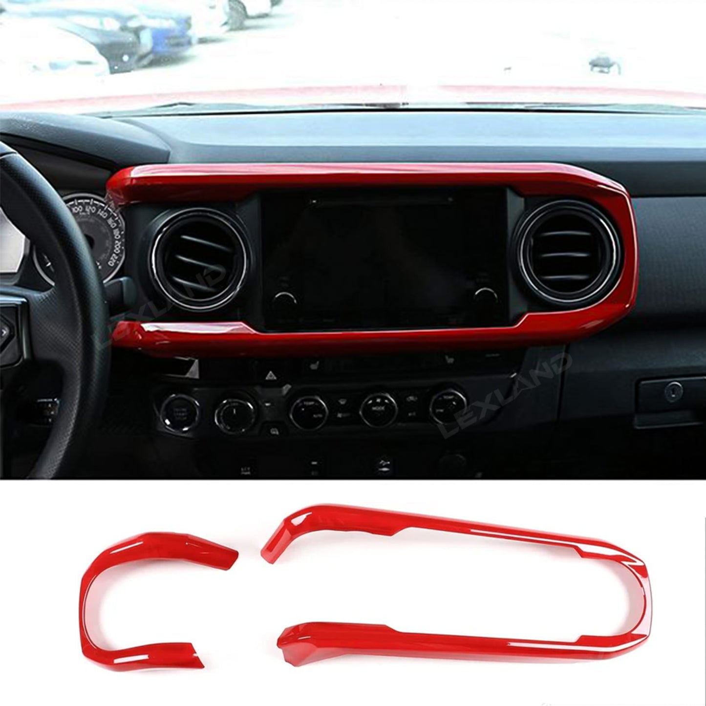 Tacoma Dashboard Cover Central Console Dash Panel TRD Style Red Decorative Interior Accents for Toyota