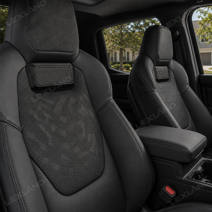 Tacoma/4Runner Seat Covers with Carbon Fiber-Style Badge Embossed Nappa Camo Seat Protector for Toyota