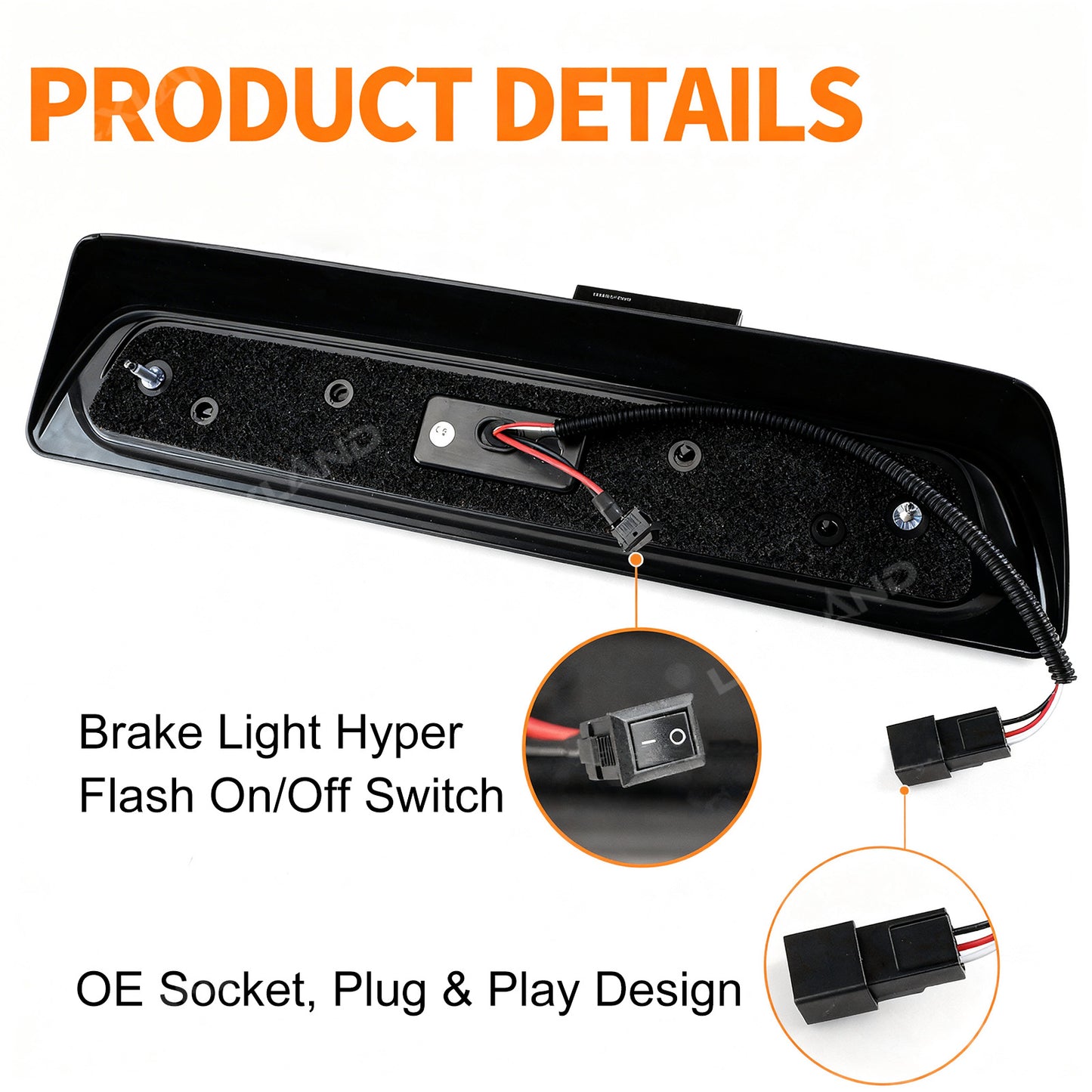Tacoma Brake Light Replacement Smoked Lens Roof Cargo Light High Mount Stop Lamp LED Third Brake Light
