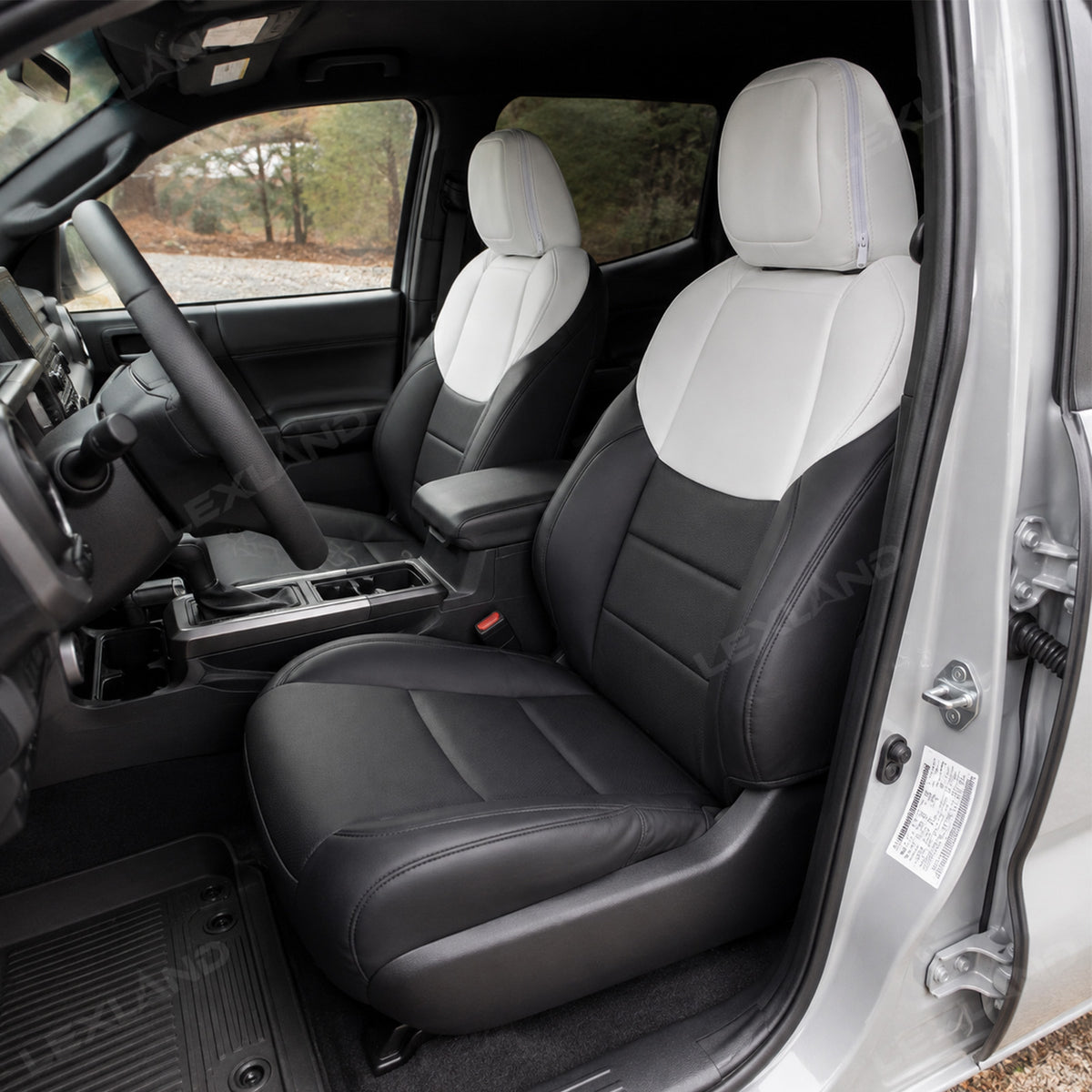 Tacoma /4Runner Seat Covers Black & White Two-tone Seat Protector with TRD Style for Toyota
