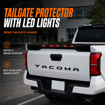 Tacoma Tailgate Protector with LED Lights Rear Tailgate Guard for Toyota