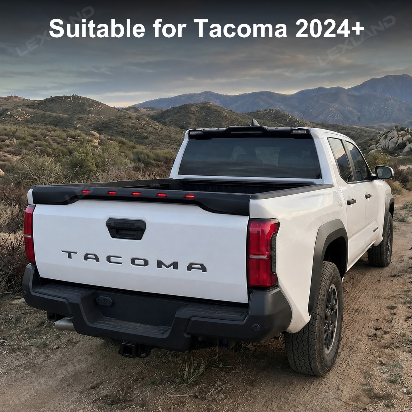 Tacoma Tailgate Protector with LED Lights Rear Tailgate Guard for Toyota