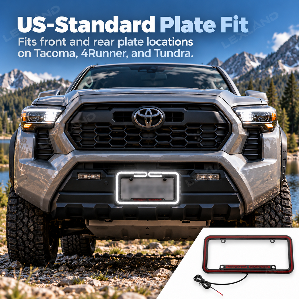 Tacoma/4Runenr/Tundra LED License Plate Frame Protector Front & Rear Cover Holder 2PCS for Toyota