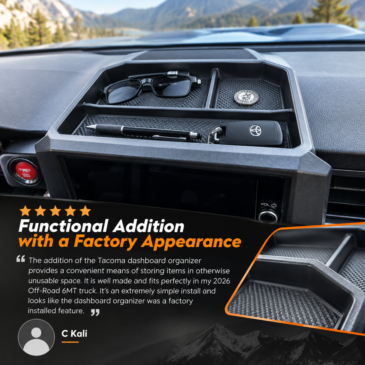 Tacoma Dashboard Organizer Tray Behind Screen Interior Dash Storage Box for Toyota