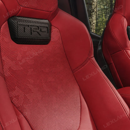 Tacoma/4Runner Seat Covers with Carbon Fiber-Style TRD Badge Embossed Nappa Camo Seat Protector for Toyota