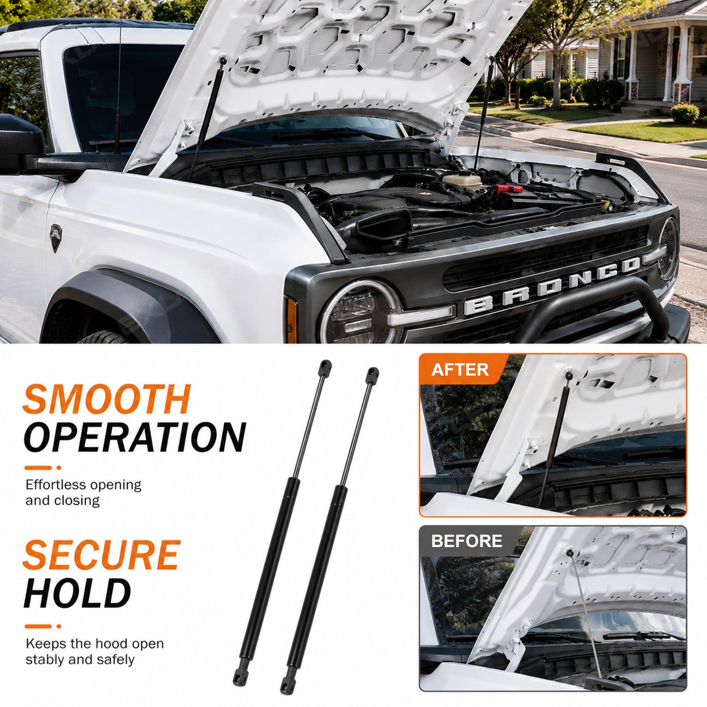 Bronco Hood Strut Front Hood Lift Supports Shock Hydraulic Rod Gas Spring Upgrade Kit for Ford
