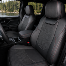 Tacoma Seat Covers with Carbon Fiber-Style Badge Embossed Nappa Camo Seat Protector for Toyota