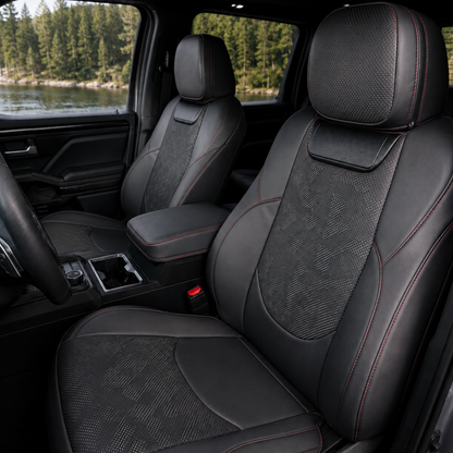 Tacoma Seat Covers with Carbon Fiber-Style Badge Embossed Nappa Camo Seat Protector for Toyota