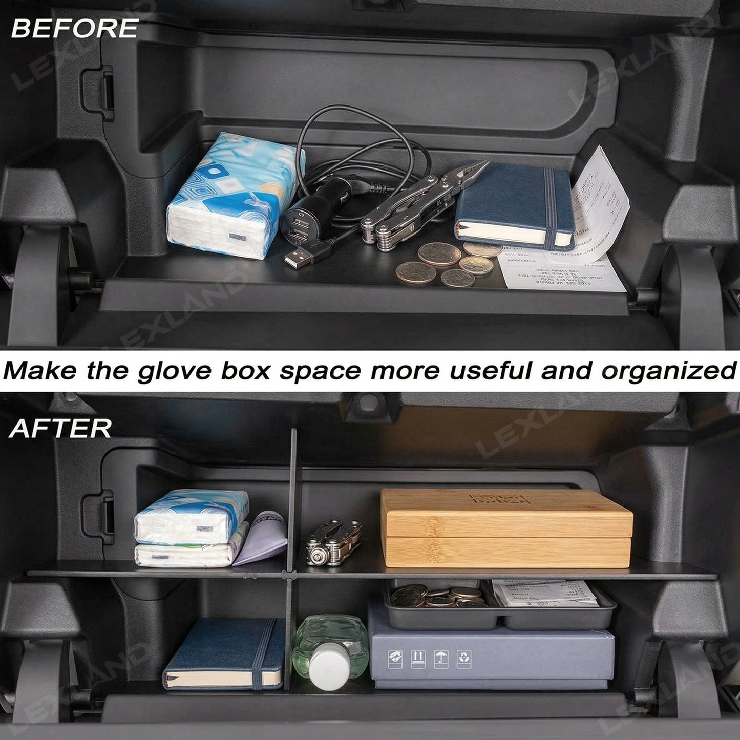 Tacoma Glove Box Organizer 2.0 ABS Cross Storage Divider for Toyota