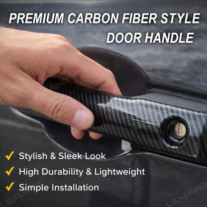 Tundra Door Handle Cover Trim ABS Carbon Fiber Style Protector Overlay for Toyota