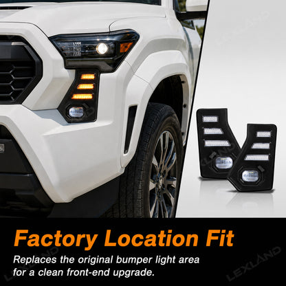 Tacoma LED Daytime Running Lights DRL White/Amber Fang Lamps Front Accent Lights for Toyota