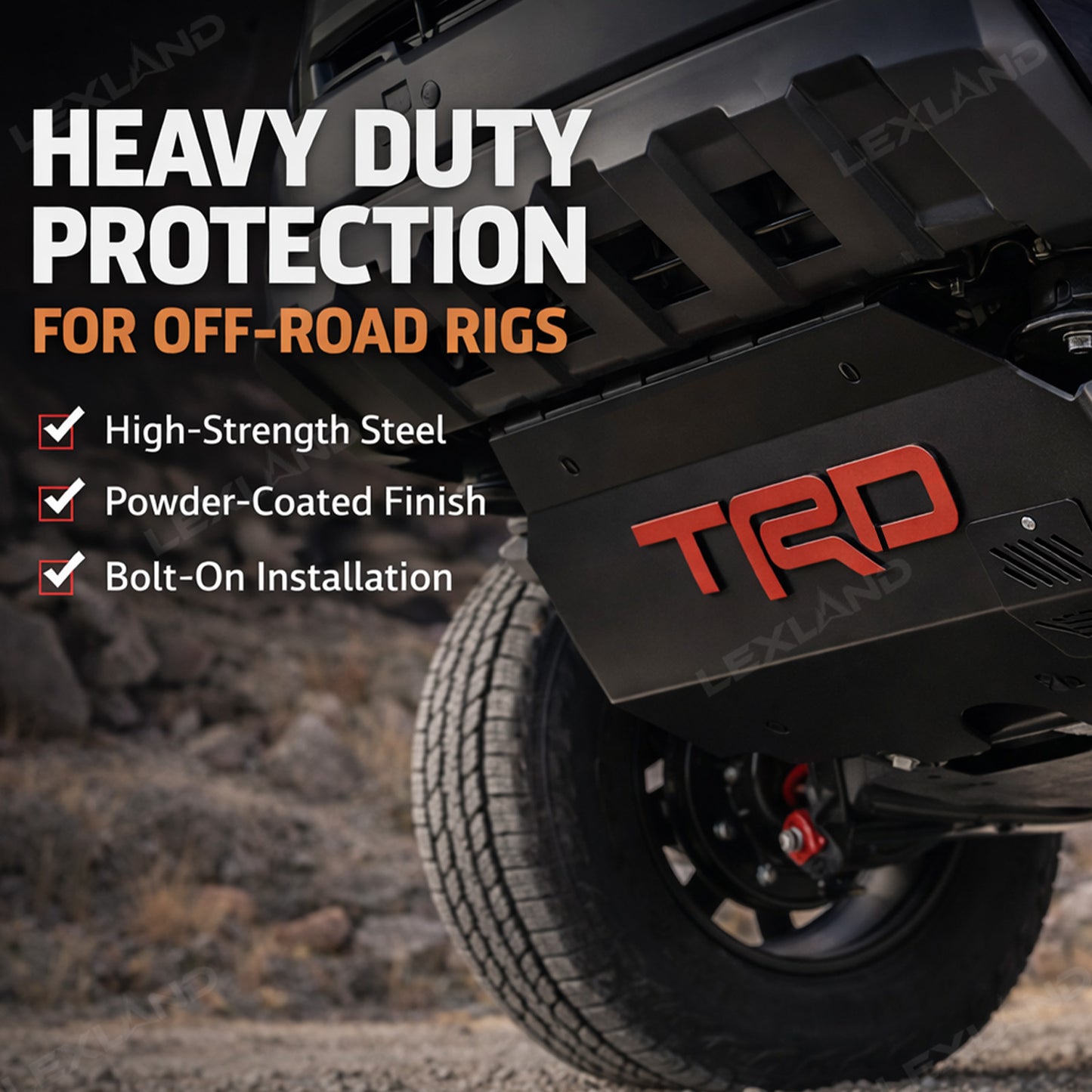 4Runner Skid Plate with TRD Letter Style Off-Road Underbody Protection Plate for Toyota