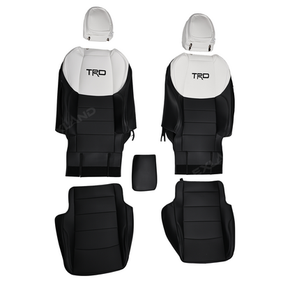 Tundra Seat Covers Black & White Two-tone Seat Protector with TRD Letter Style for Toyota