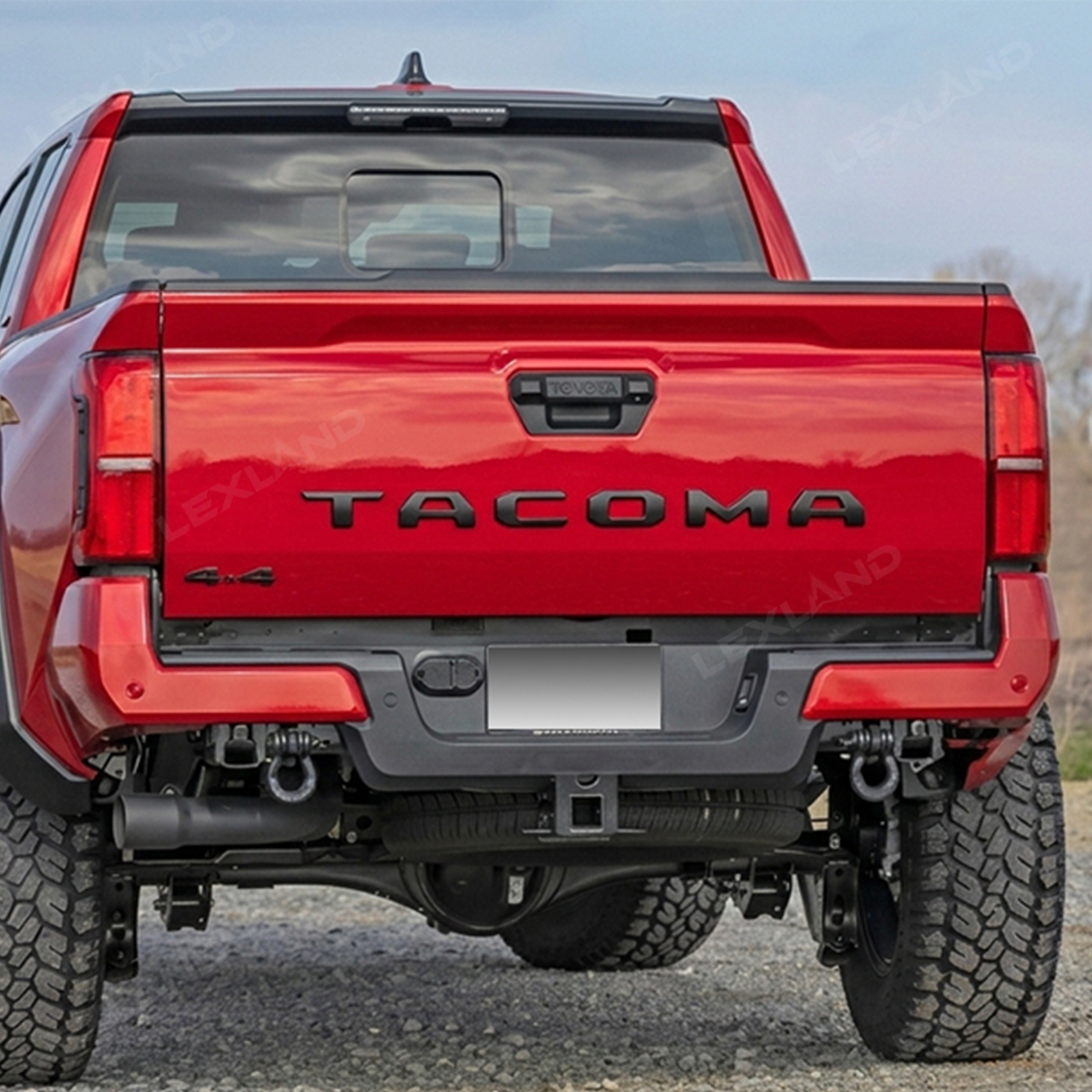 3D Raised Red Carbon Domed Tailgate Letters – Fits Toyota Tacoma 2016-2023 – US Made – Self-Adhesive