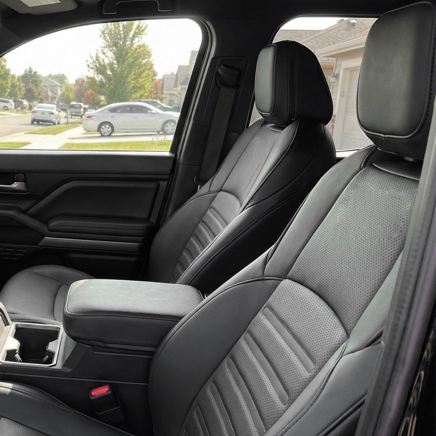 Tacoma /4Runner Seat Covers Embossed Nappa Leather Seat Protectors with TRD Style for Toyota