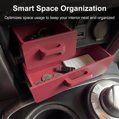 4Runner Storage Drawer Organizer Center Console Cubby Upper & Lower Storage Box 2PCS for Toyota