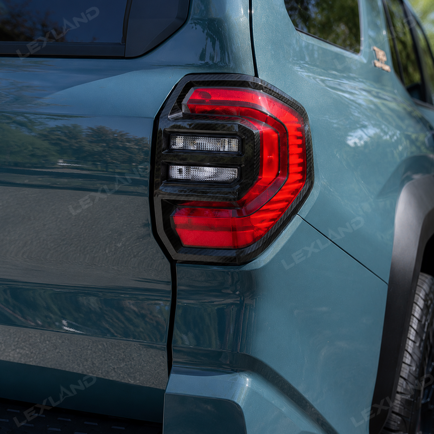 4Runner Tail Light Cover Trim ABS Carbon Fiber Style Rear Taillight Covers Decorative Overlay for Toyota
