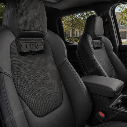 Tacoma/4Runner Seat Covers with Carbon Fiber-Style TRD Badge Embossed Nappa Camo Seat Protector for Toyota
