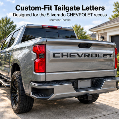 Silverado 1500 Tailgate Letters 3D Raised Tailgate Insert Overlays Rear Emblem Trim for Chevrolet